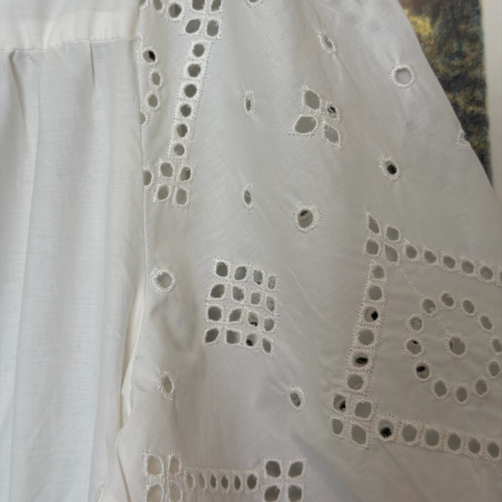 Mango White Midi Dress with Eyelet Details - Picture 2 of 5